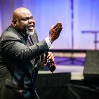 Bishop TD Jakes powerfully delivering his message.