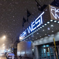 Snow descends on the Park West and the city of Chicago prior to the Jeff Tweedy performance.